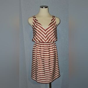 LOFT Red and White Chevron Mini Dress